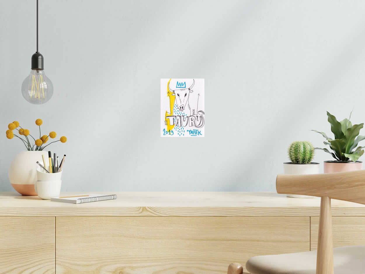 Dessin TAURUS 2 de TAREK dans un intérieur – 20 × 15 cm