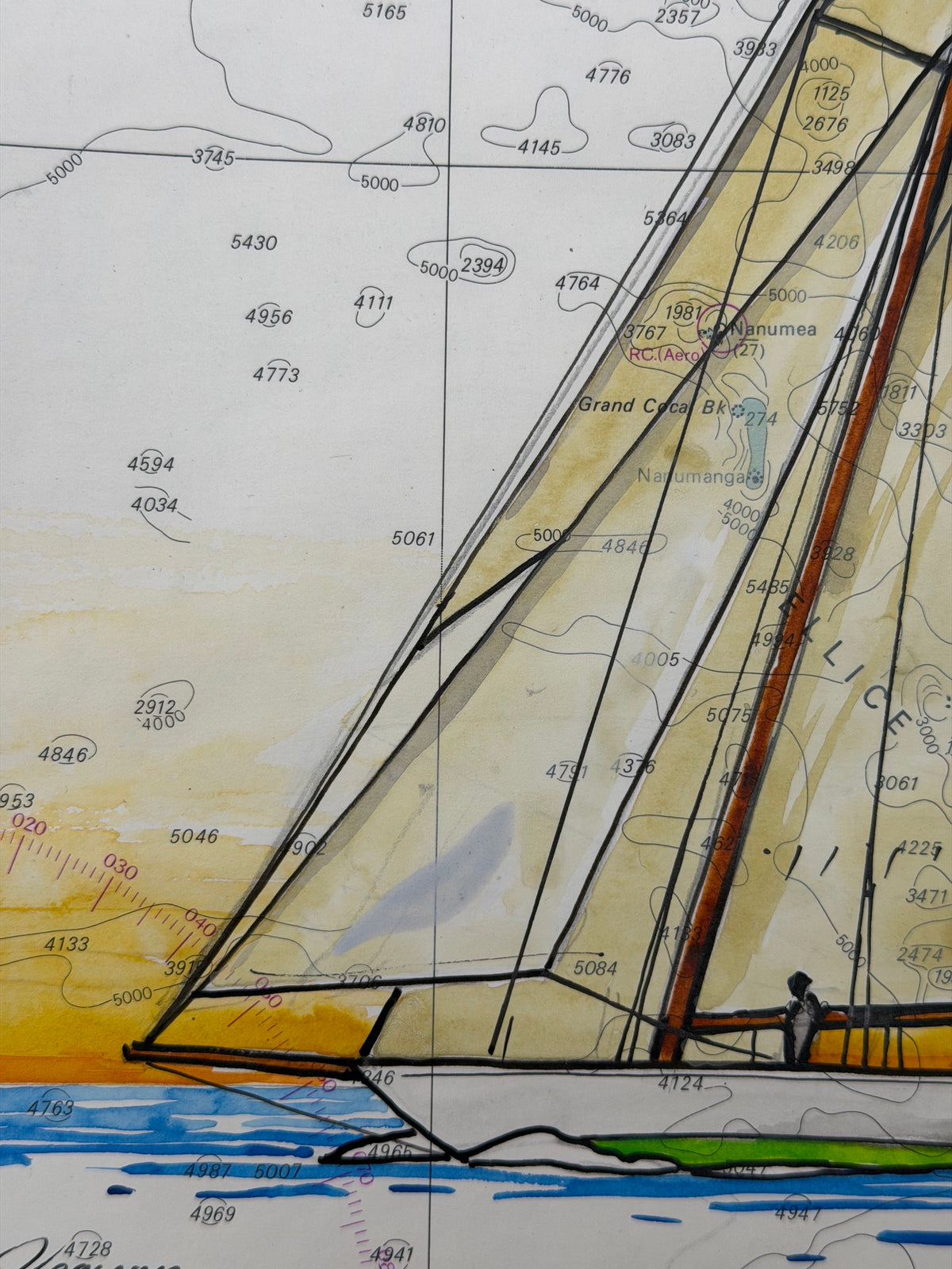 Dessin Belle Île de CYRIL REGUERRE dans un intérieur – 23 × 32 cm