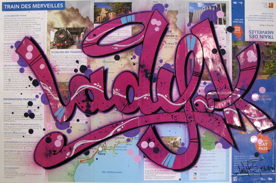 Dessin moyen format LADY K SUR TRAIN DES MERVEILLES – LADY K – 60 × 40 cm