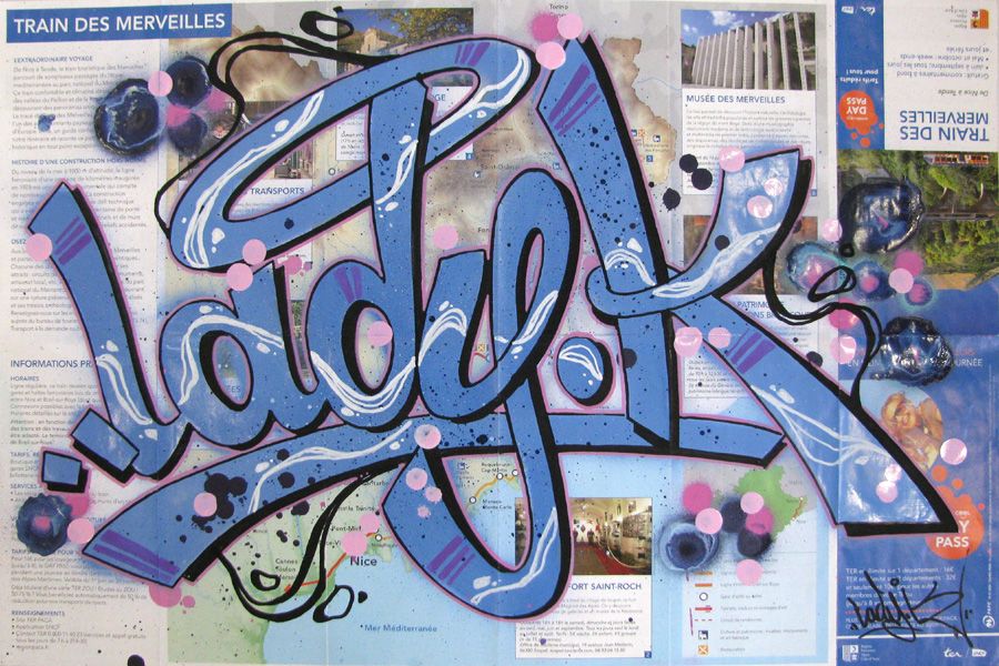 Dessin moyen format LADY K SUR TRAIN DES MERVEILLES – LADY K – 60 × 40 cm