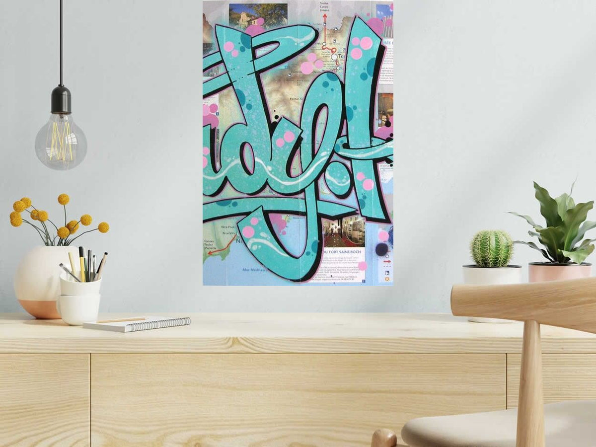 Dessin LADY K SUR TRAIN DES MERVEILLES de LADY K dans un intérieur – 60 × 40 cm