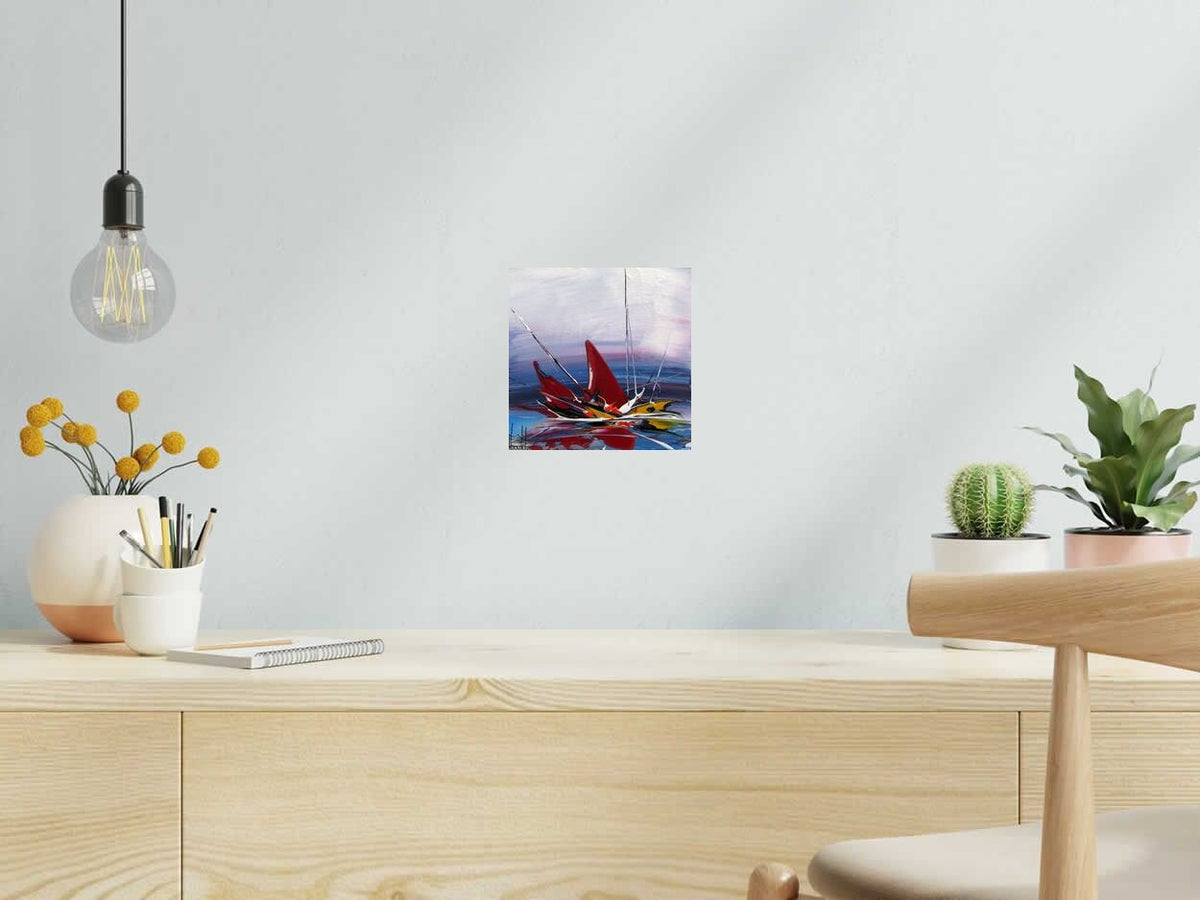 Dessin MARINE ABSTRAITE 2 de F. BOUTET dans un intérieur – 19 × 19 cm