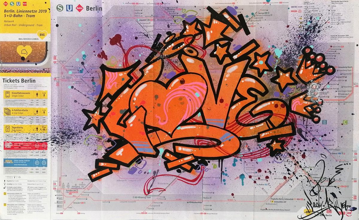 Dessin petit format LOVE SUR BERLIN – LADY K – 30 × 49 cm