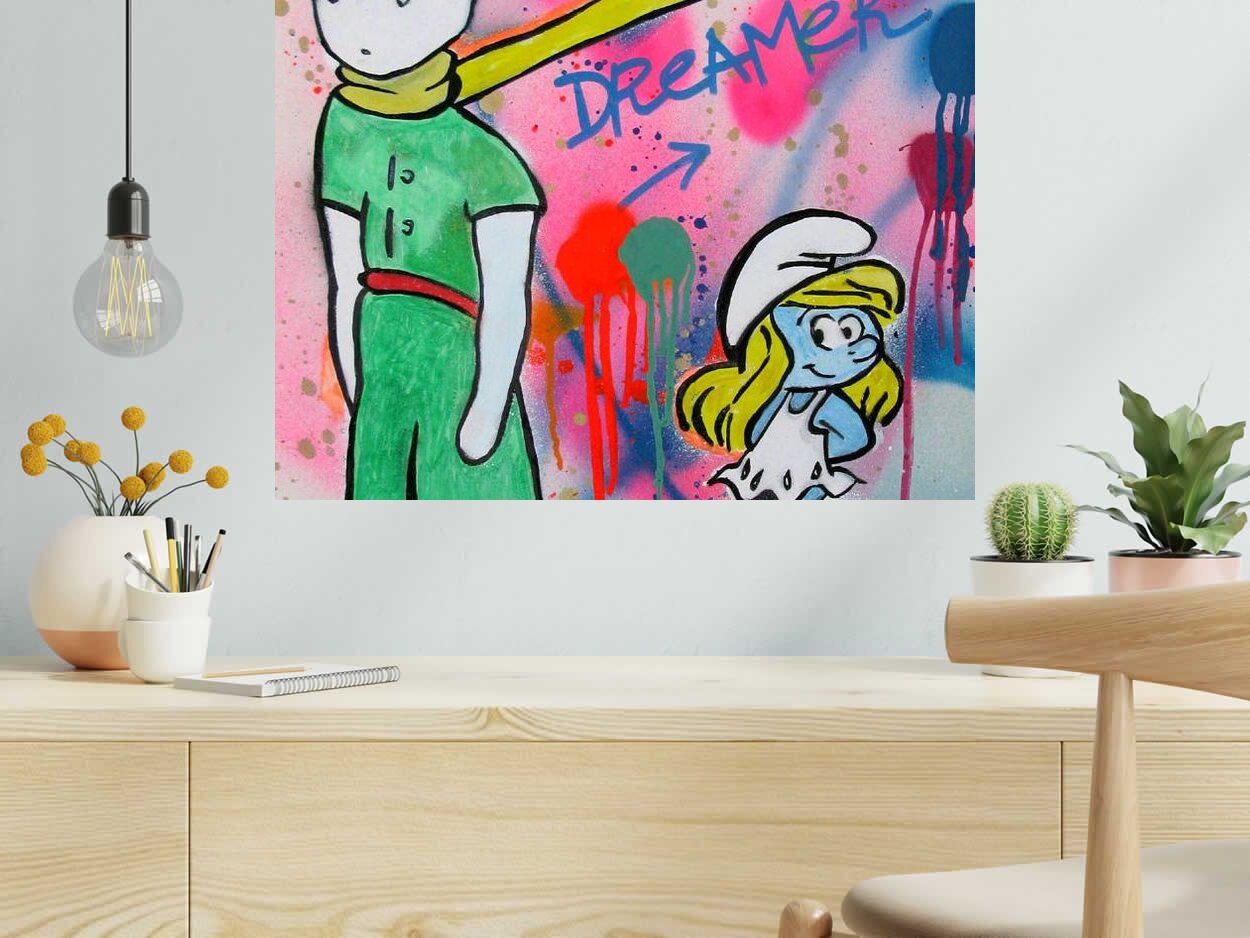 Dessin Love dreamer de SARA CHELOU dans un intérieur – 70 × 50 cm