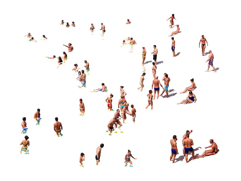 Digigraphie figuratif moyen format blanc LA PLAGE DE CINQ TERRE  (FOND BLANC) – GILLES INVERNIZZI – 80 × 60 cm