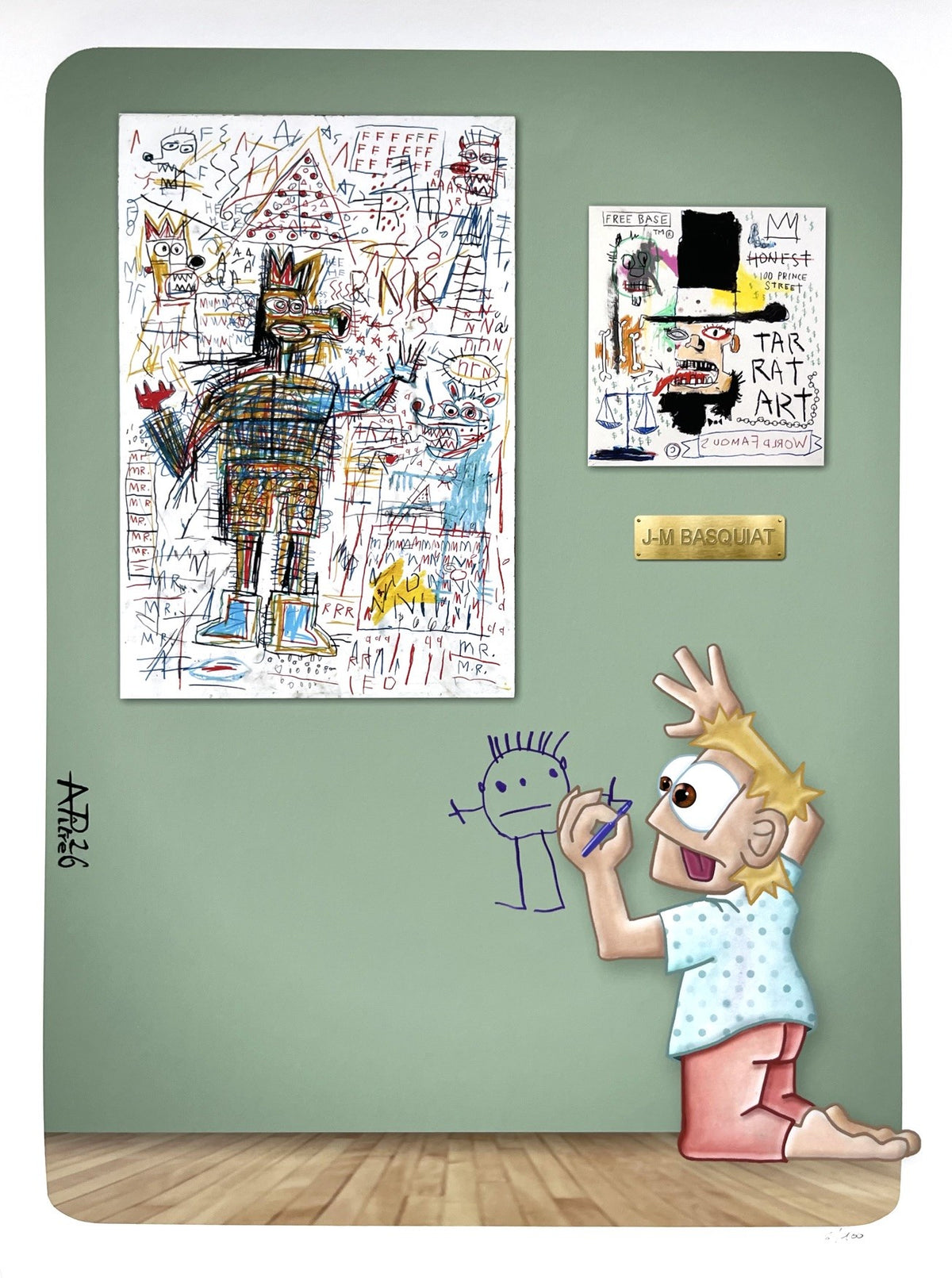 Digigraphie figuratif petit format BASQUIAT – L'ARTISTE PITRE – 30 × 40 cm