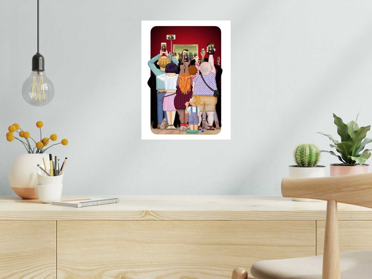 Digigraphie JOCONDE de L'ARTISTE PITRE dans un intérieur – 30 × 40 cm
