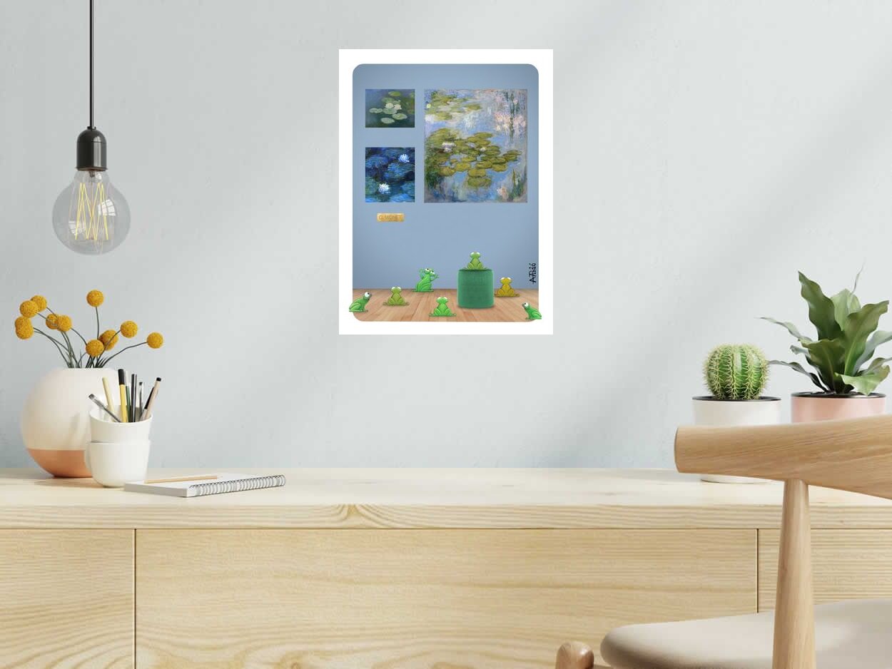 Digigraphie MONET de L'ARTISTE PITRE dans un intérieur – 30 × 40 cm