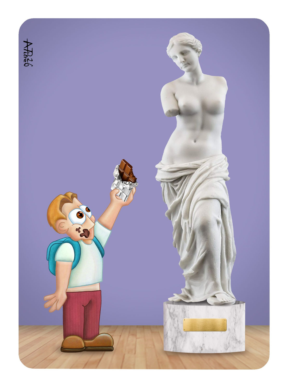 Digigraphie figuratif petit format PAS DE BRAS – L'ARTISTE PITRE – 30 × 40 cm