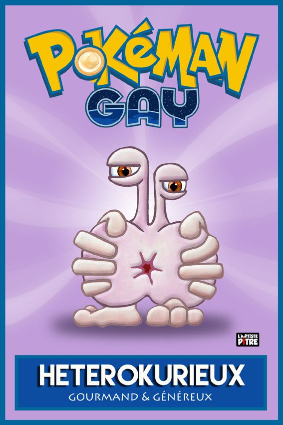 Digigraphie figuratif petit format POKEMAN GAY 1 HETEROKURIEUX – L'ARTISTE PITRE – 20 × 30 cm