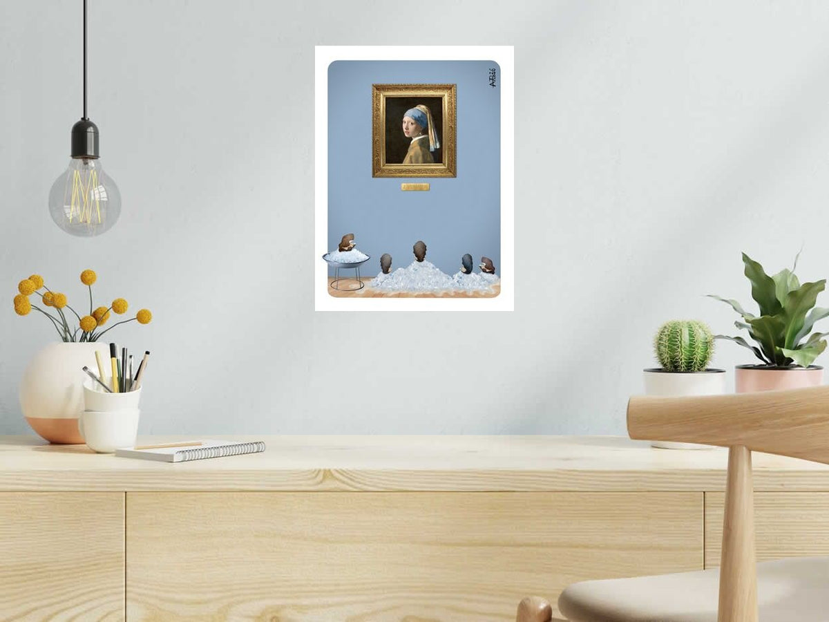 Digigraphie VERMEER de L'ARTISTE PITRE dans un intérieur – 30 × 40 cm