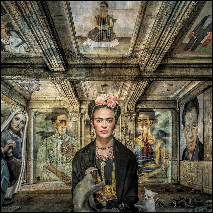 Digigraphie figuratif petit format ET PUIS IL Y A FRIDA – OliR – 30 × 30 cm