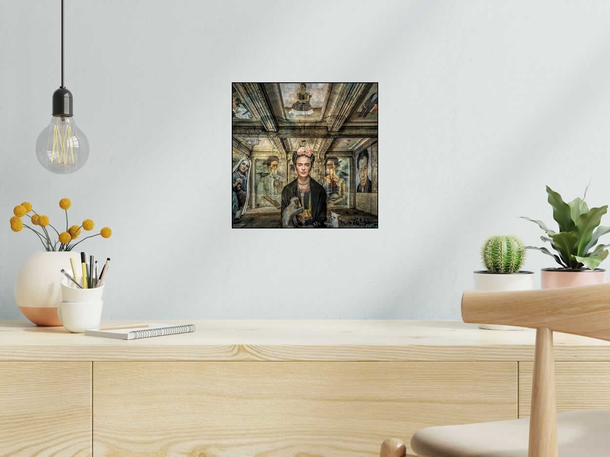 Digigraphie ET PUIS IL Y A FRIDA de OliR dans un intérieur – 30 × 30 cm