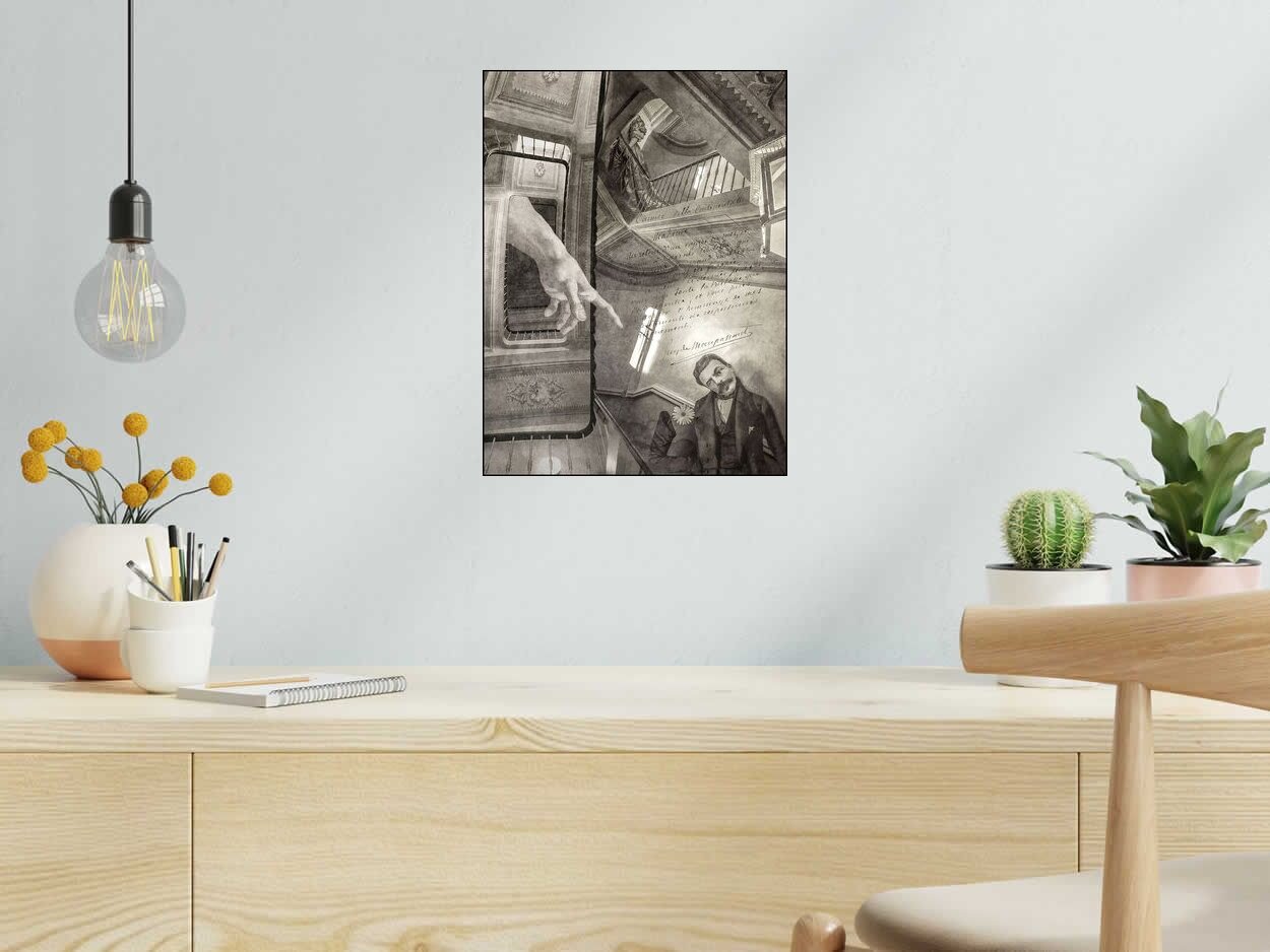 Digigraphie MAUPASSANT PORTRAIT de OliR dans un intérieur – 40 × 30 cm