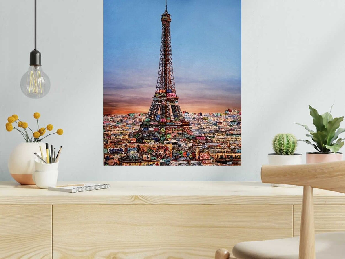 Digigraphie PARIS JE T'AIME de BLACH dans un intérieur – 50 × 60 cm