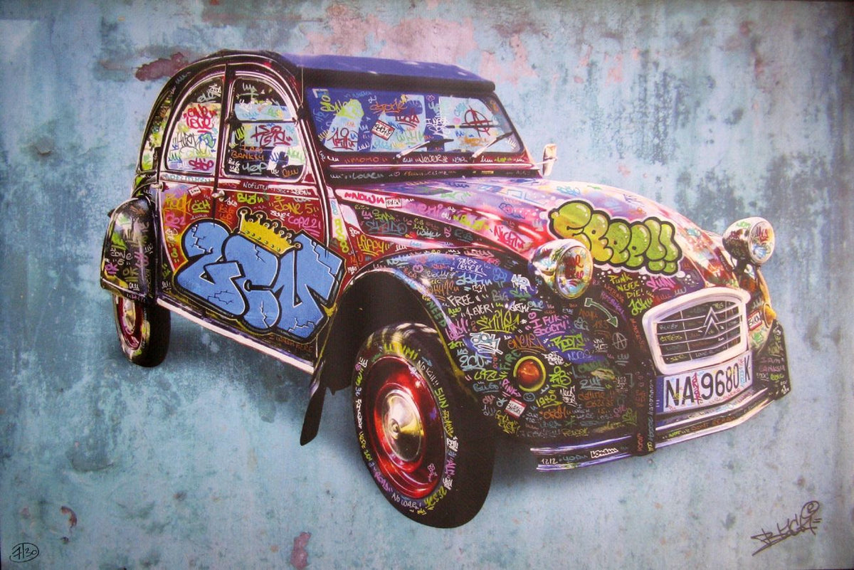 Digigraphie graffiti petit format 2 CV – BLACH – 40 × 60 cm