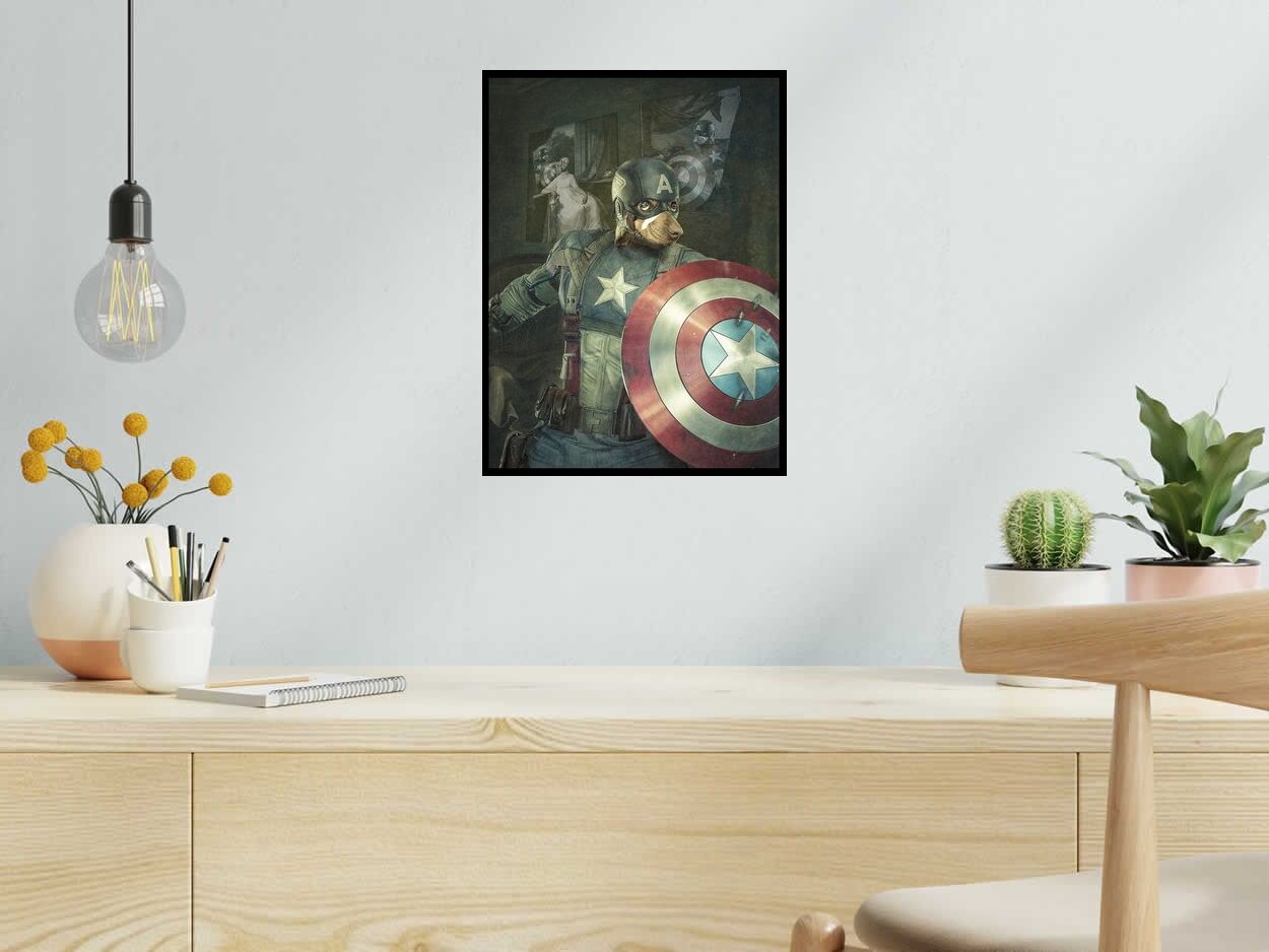 Digigraphie Captain Doggy de OliR dans un intérieur – 30 × 40 cm