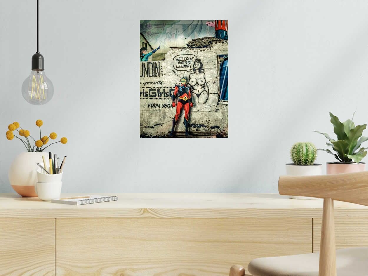 Digigraphie Goldo party time de OliR dans un intérieur – 40 × 30 cm