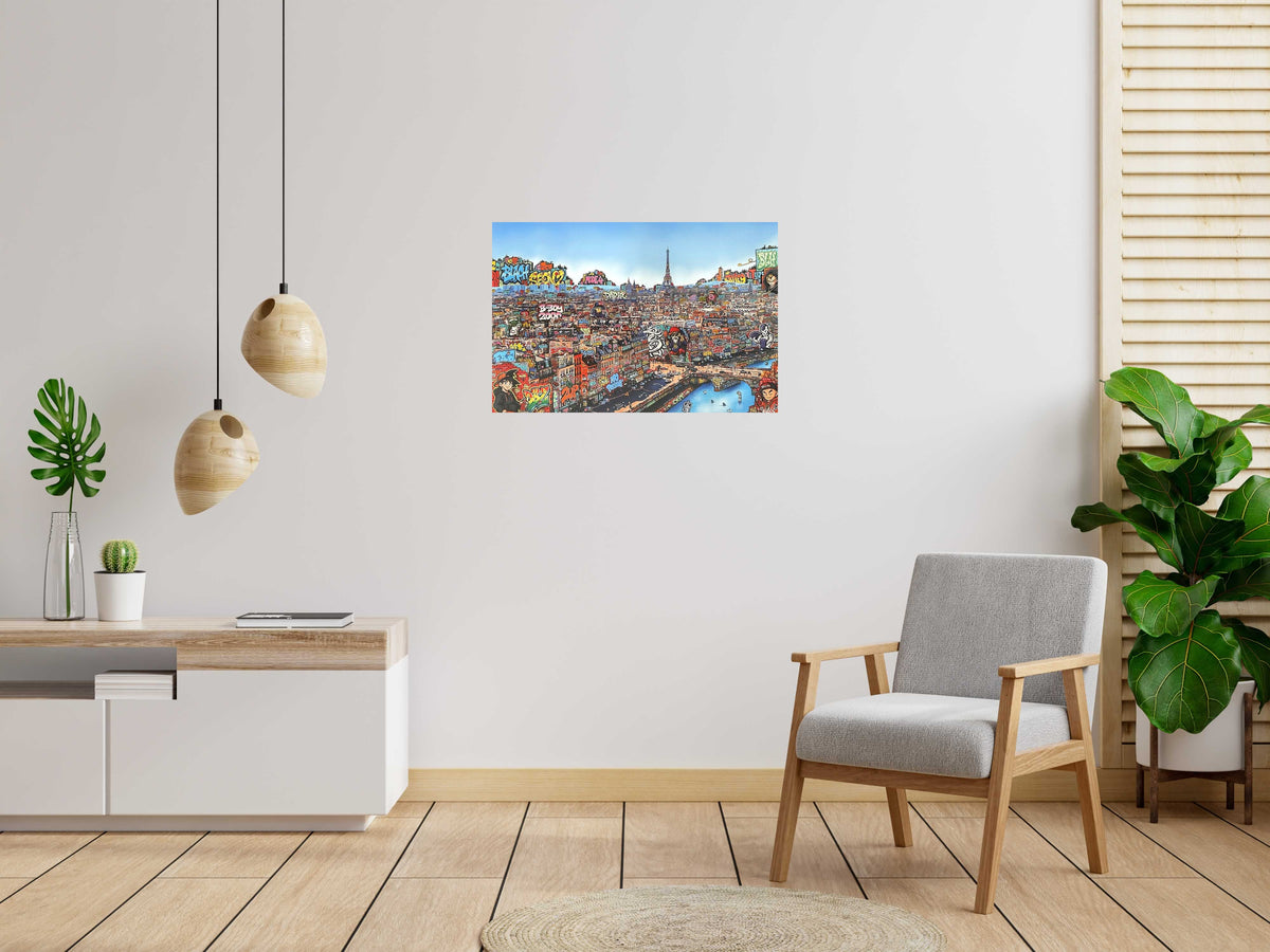 Digigraphie PARIS DBZ de BLACH dans un intérieur – 90 × 60 cm