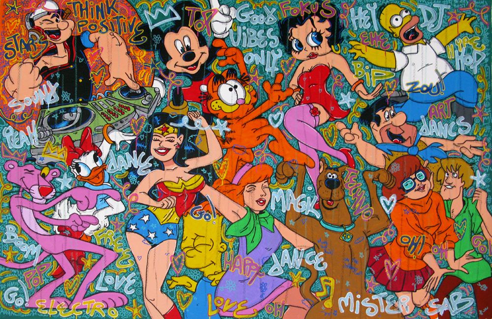 Tableau de RICO SAB a pour titre  DJ Popeye are you gonna dance style street pop art, street art dim : RICO SABprix:2200