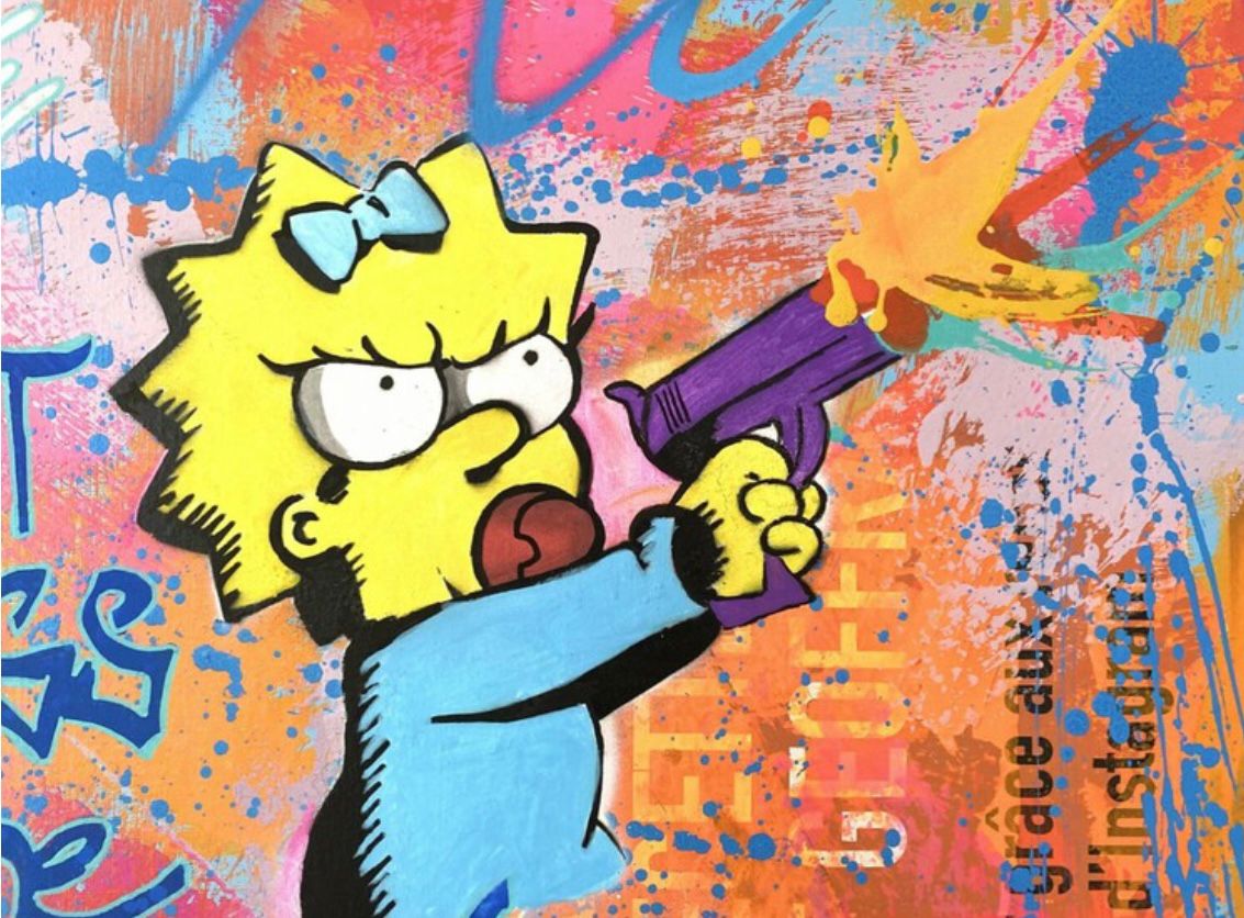 Tableau de SARA CHELOU a pour titre  Don't Mess the Children style street pop art, street art dim : SARA CHELOUprix:1700