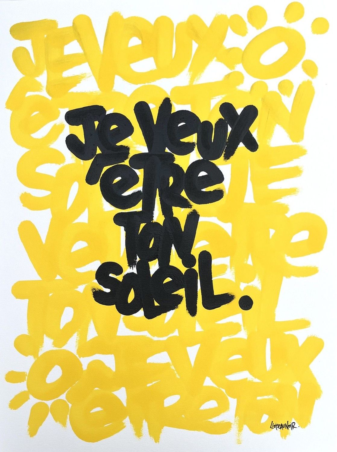 Dessin de L'OISEAU NOIR a pour titre  Je veux être ton soleil style graphique dim : L'OISEAU NOIRprix:380