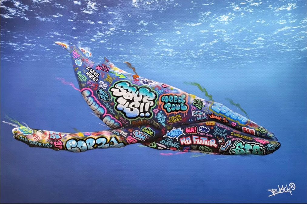 Editions d'art de BLACH a pour titre  Baleine style graffiti, street pop art dim : BLACHprix:100