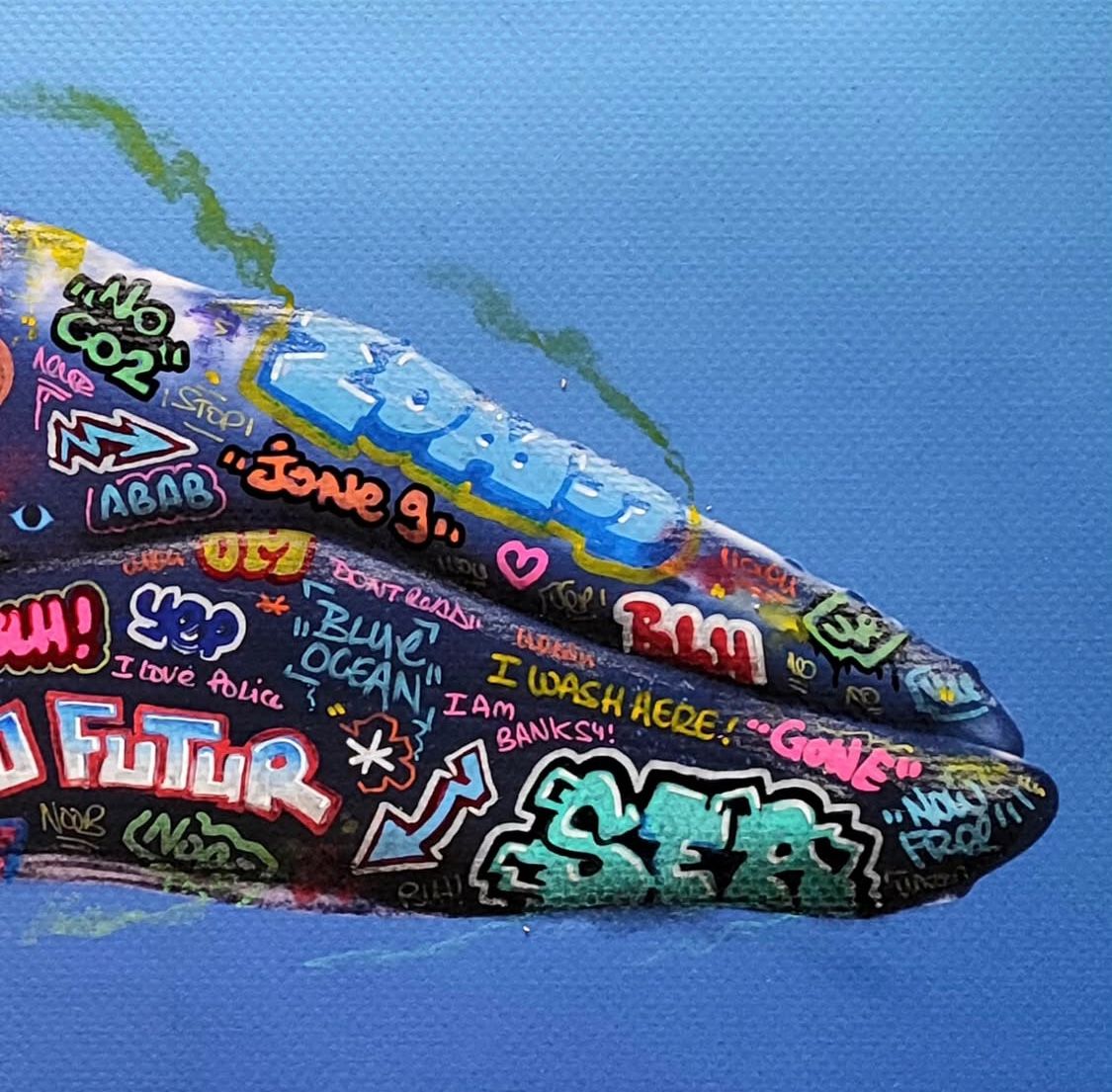 Editions d'art de BLACH a pour titre  Baleine style graffiti, street pop art dim : BLACHprix:100