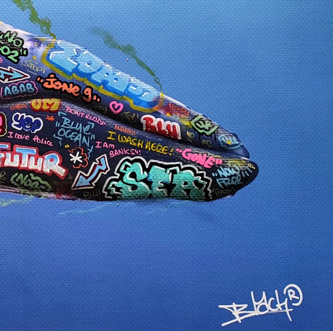 Editions d'art de BLACH a pour titre  Baleine style graffiti, street pop art dim : BLACHprix:100