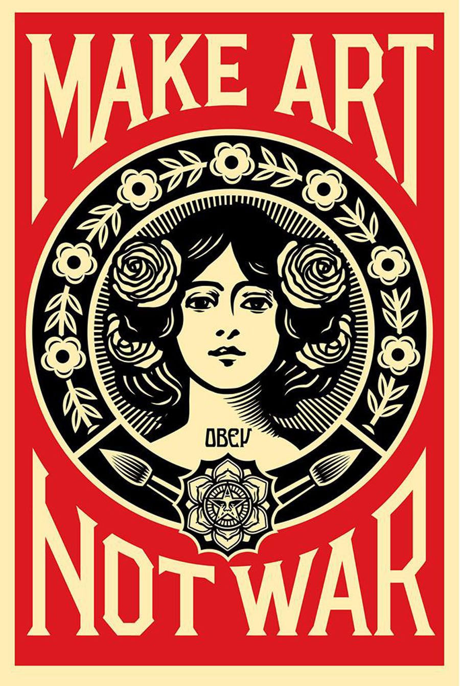 editions d art lithographie Make Art Not War de Shepard Fairey OBEY sur papier 61 x 92 cm
