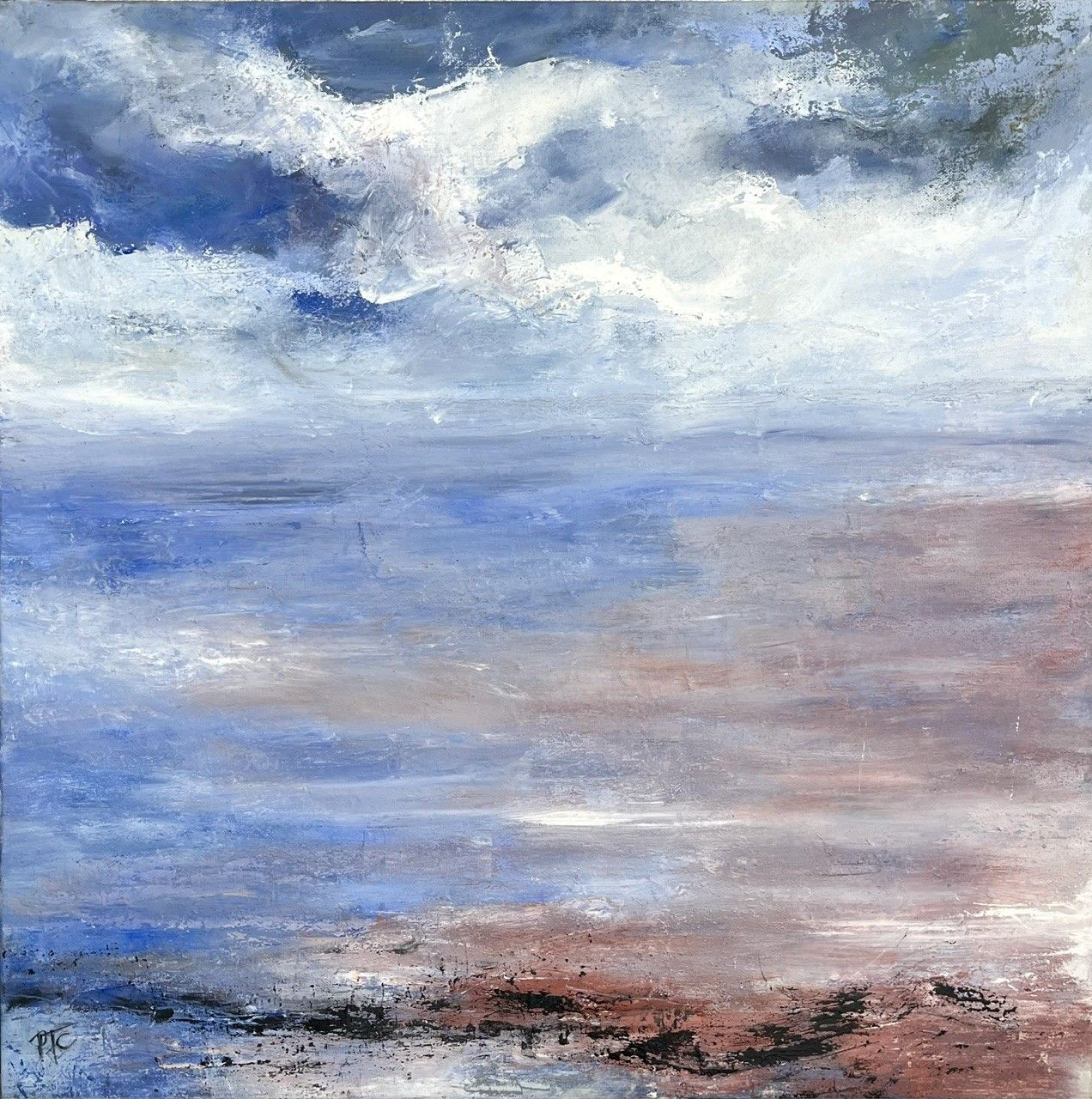 Tableau de PASCALE JACQUEMOND a pour titre  Encore la mer style abstrait dim : PASCALE JACQUEMONDprix:300