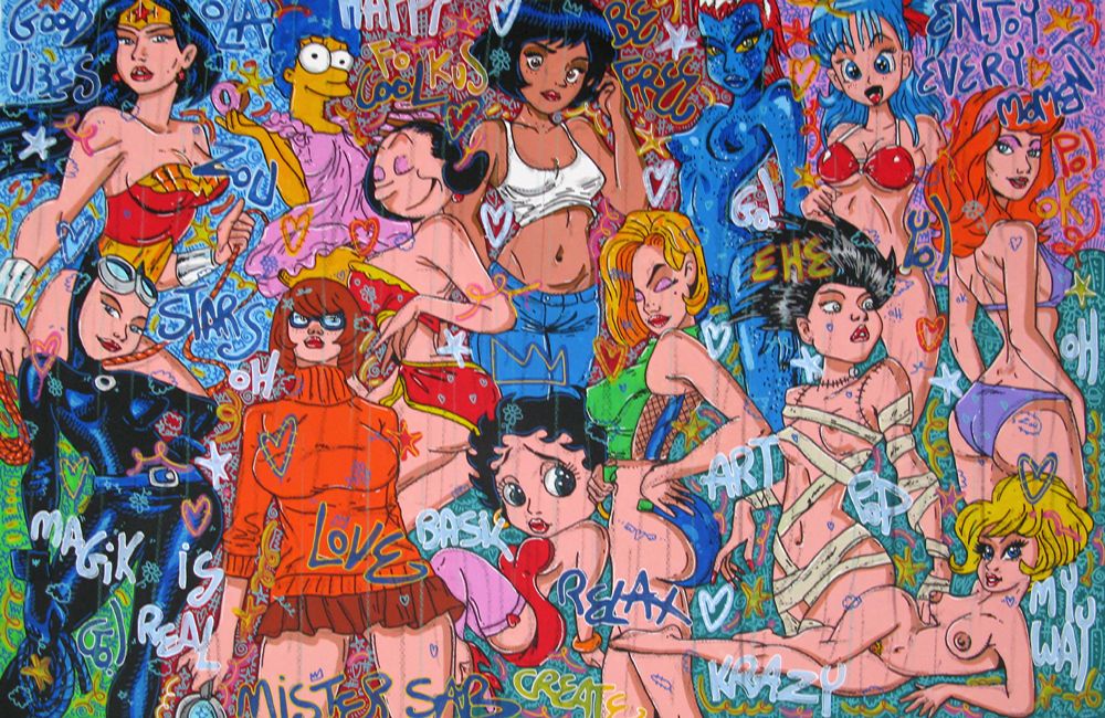 Tableau de RICO SAB a pour titre  Enjoy every moments girl style street pop art, street art dim : RICO SABprix:2200