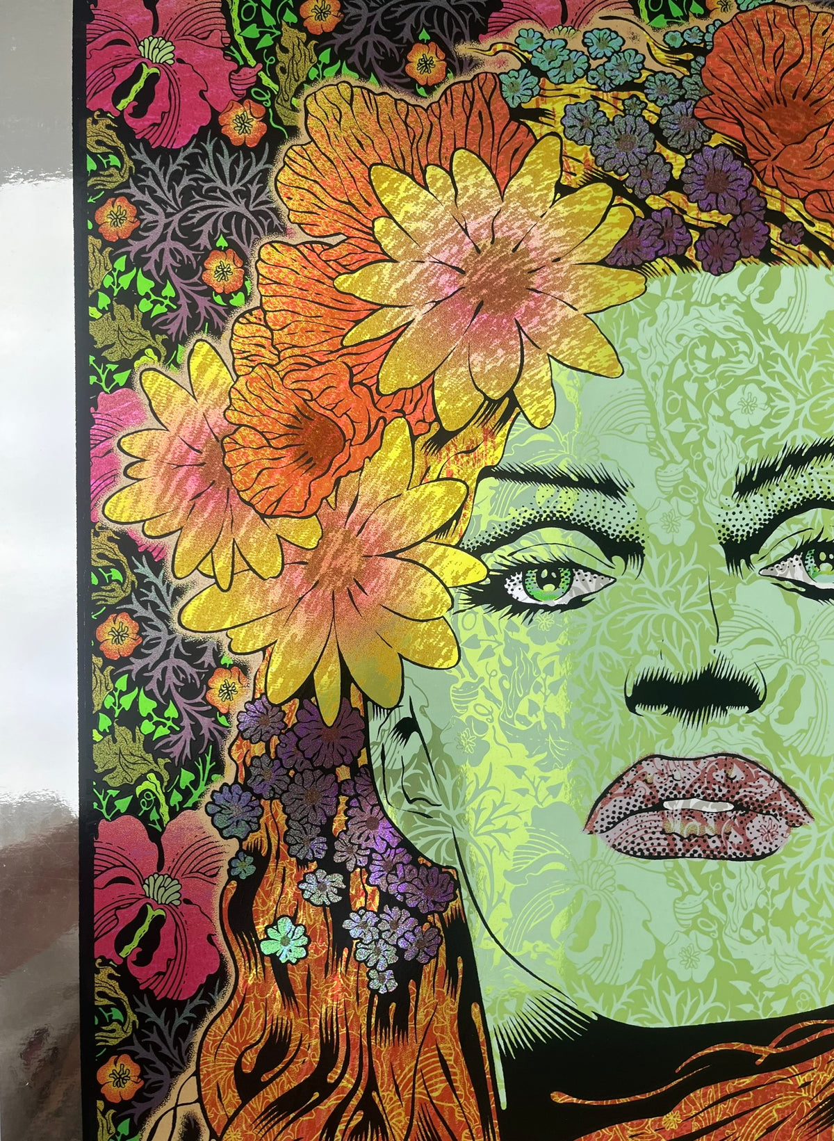 Estampe DAVE MATTHEWS BAND BERKELEY mirror foil AP de CHUCK SPERRY dans un intérieur – 53 × 86 cm