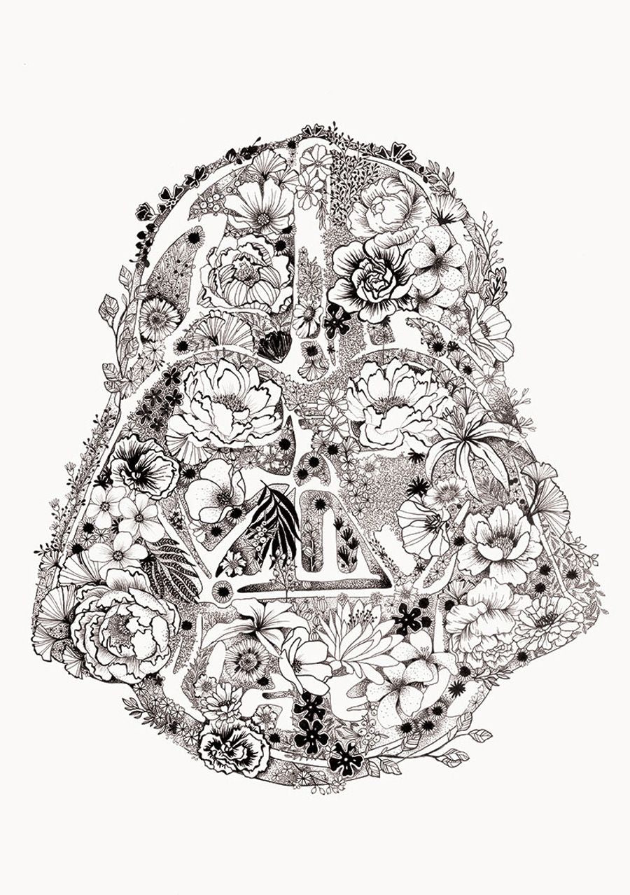 Estampe figuratif petit format blanc et noir FLOWER FATHER II – CAMILLE POLI – 30 × 40 cm