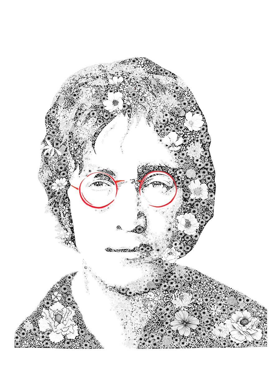 Estampe figuratif petit format blanc et noir JOHN LENNON – CAMILLE POLI – 30 × 40 cm