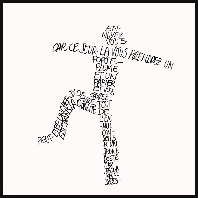 Estampe figuratif petit format blanc et noir Homme – FREDERIQUE BERTIN – 20 × 20 cm