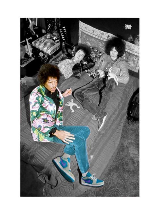 Estampe figuratif petit format blanc et noir Jimmy Hendrix – SHUZ – 30 × 40 cm
