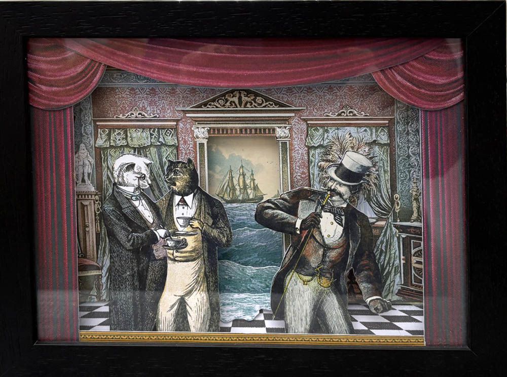 Estampe figuratif petit format bleu et rose The age of denial – Gavin Jay – 20 × 26 cm