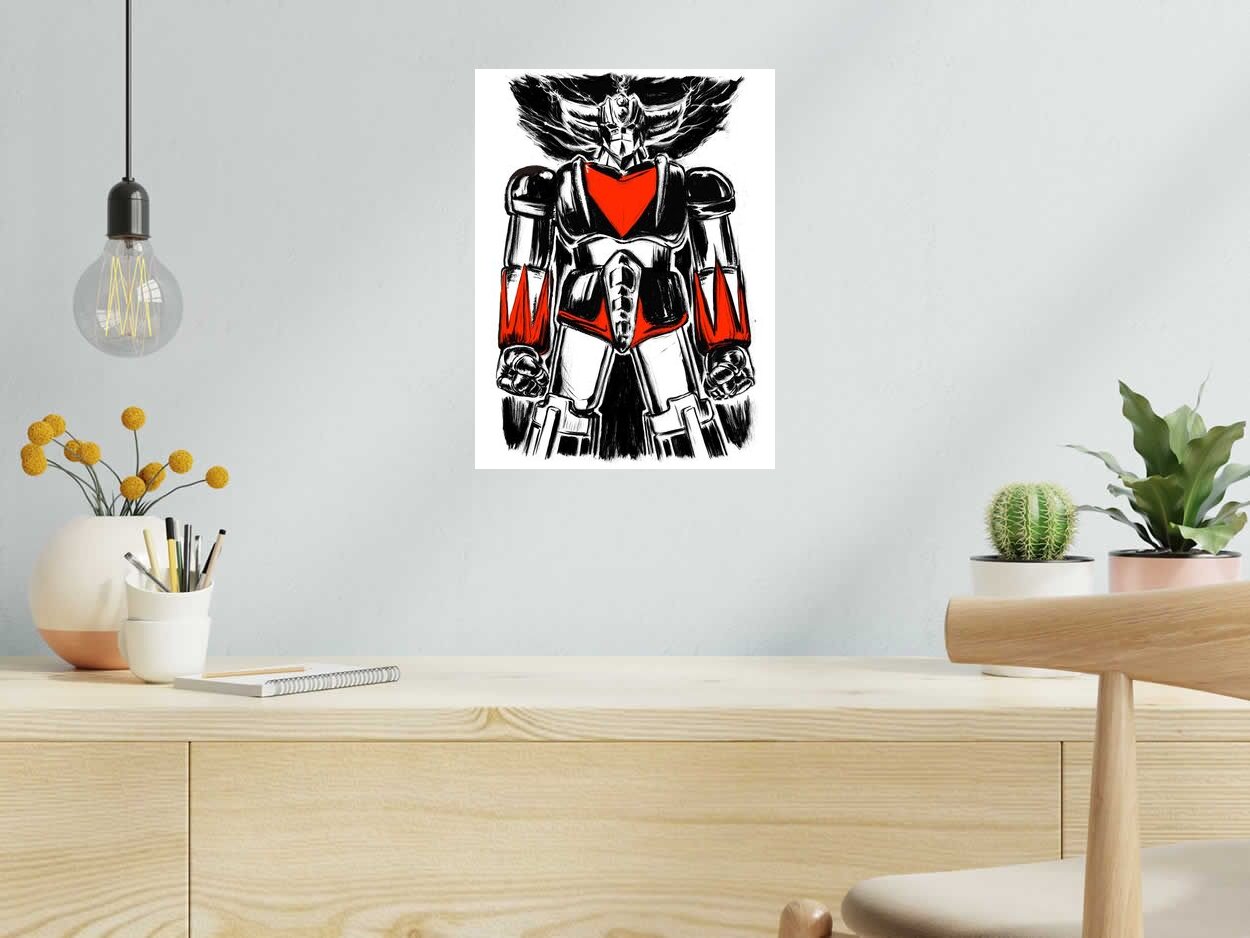 Estampe Grendizer de Carlos Olmo dans un intérieur – 30 × 40 cm