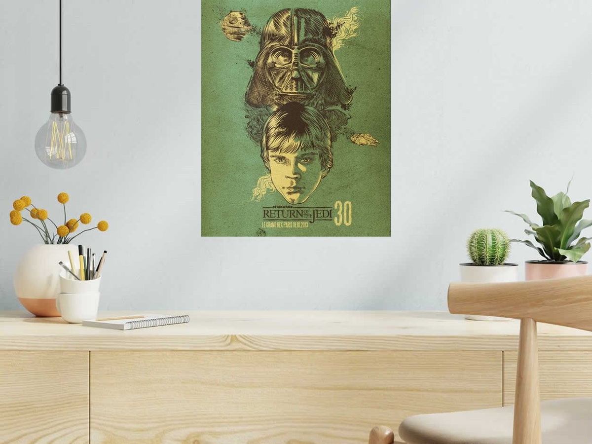 Estampe Return of the Jedi de Carlos Olmo dans un intérieur – 40 × 50 cm