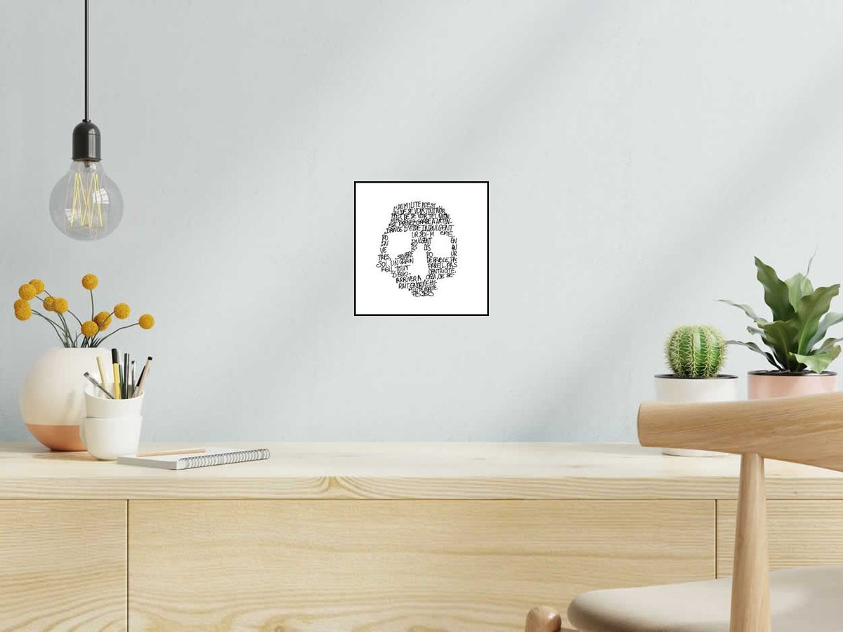 Estampe Crâne de FREDERIQUE BERTIN dans un intérieur – 20 × 20 cm