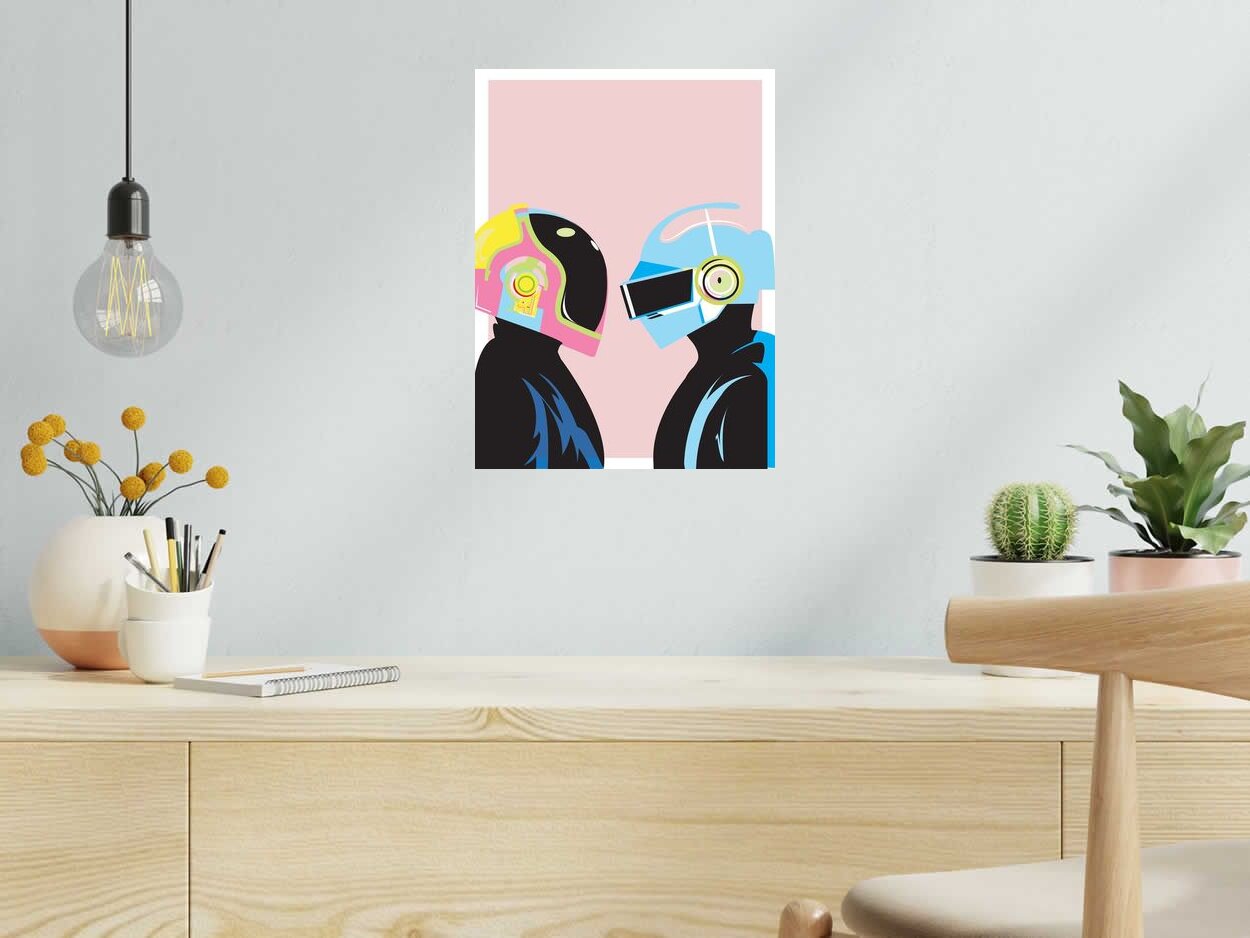 Estampe DAFT PUNK de JMC dans un intérieur – 30 × 40 cm