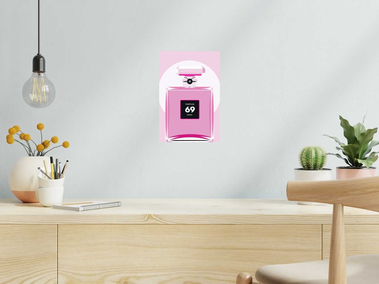Estampe PARFUM 69 Paris de JMC dans un intérieur – 20 × 30 cm