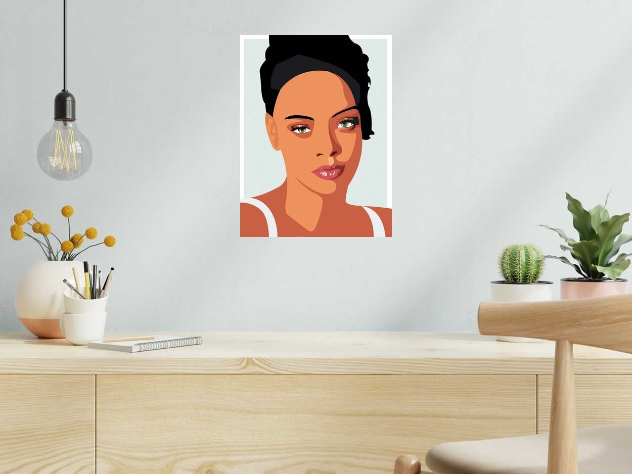 Estampe RIHANNA de JMC dans un intérieur – 30 × 40 cm