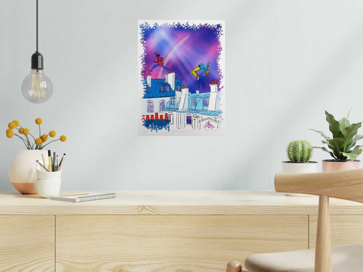 Estampe LIBRE COMME L'AIR de JULIE ZEITLINE dans un intérieur – 30 × 40 cm