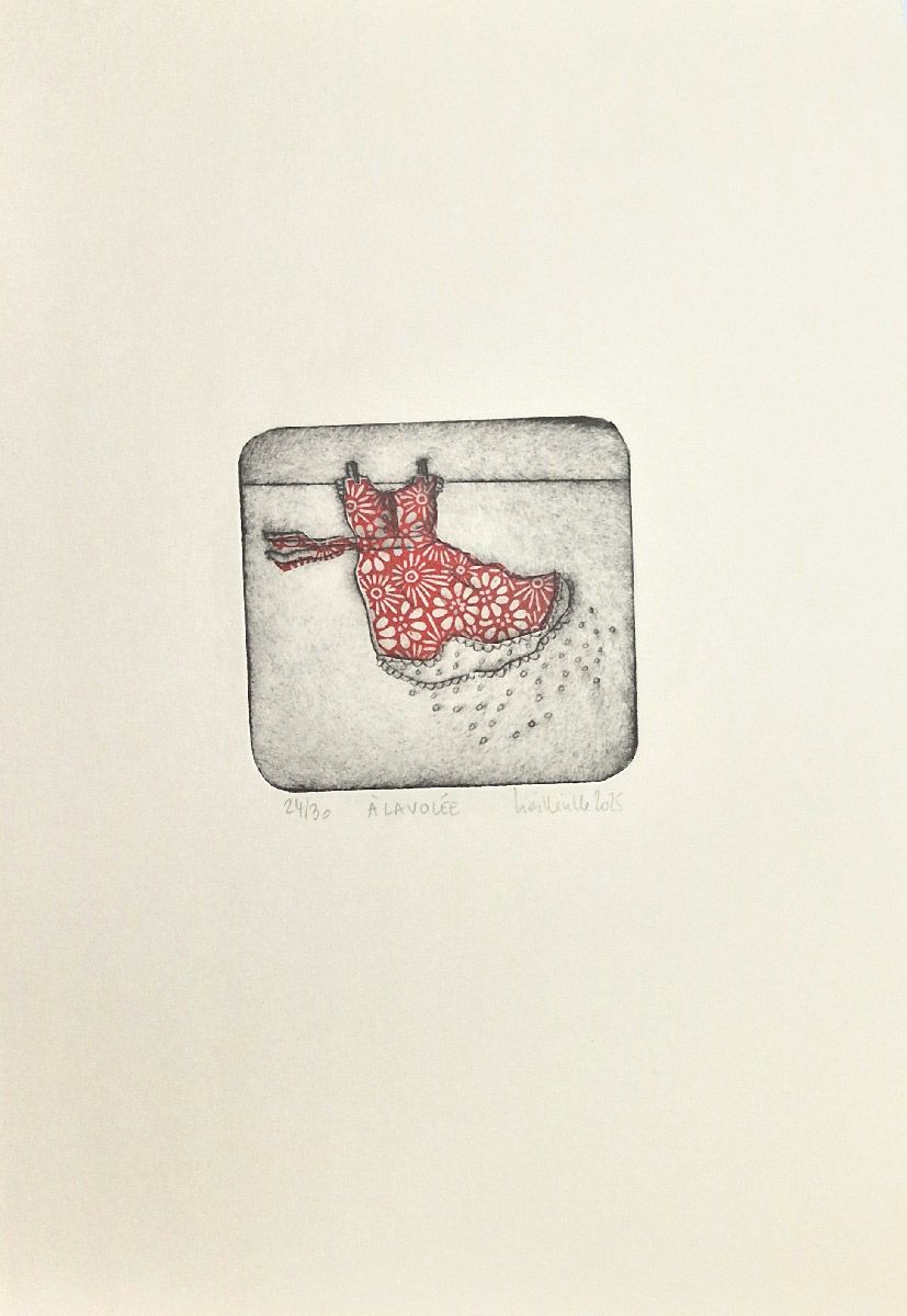 Estampe figuratif petit format A la volée – NAVIEILLEVILLE – 18 × 26 cm