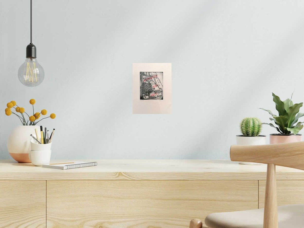 Estampe Apporter son aide de NAVIEILLEVILLE dans un intérieur – 16 × 21 cm