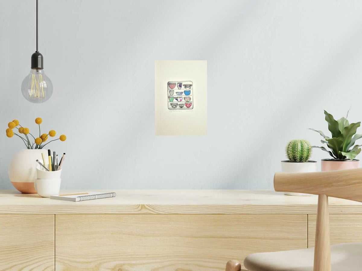 Estampe Avoir du bol II de NAVIEILLEVILLE dans un intérieur – 18 × 26 cm