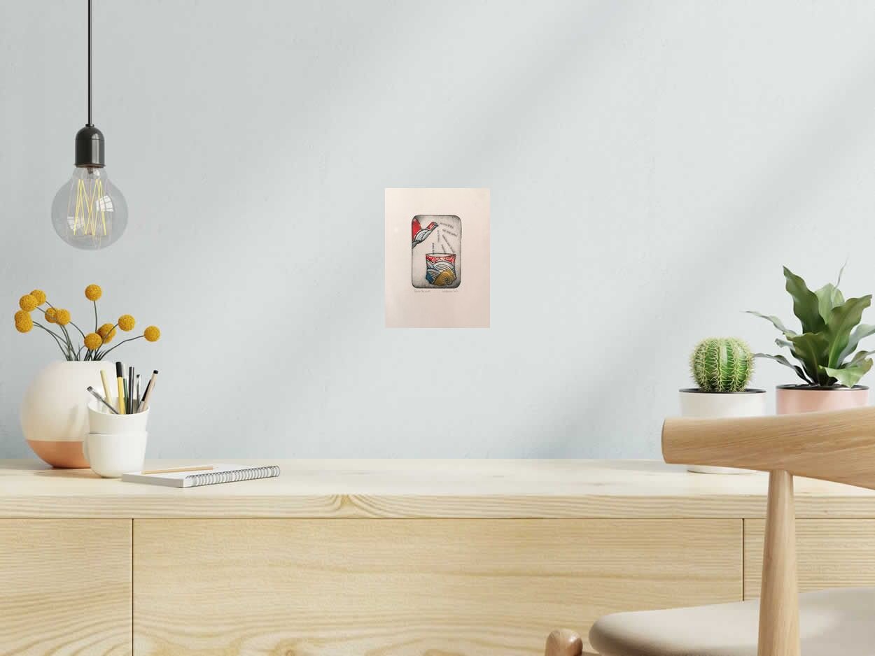 Estampe Boire tes mots de NAVIEILLEVILLE dans un intérieur – 15 × 20 cm