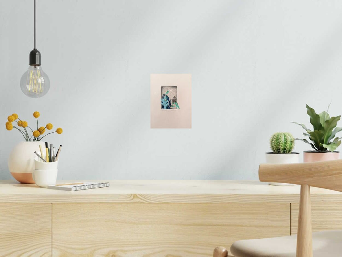 Estampe Dans la mer de NAVIEILLEVILLE dans un intérieur – 15 × 20 cm